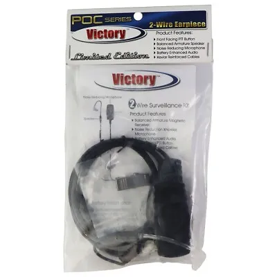 Victory POC Series Limited Ed. 2-Wire Earpiece For Kodiak Series Phones - Black • $6.59