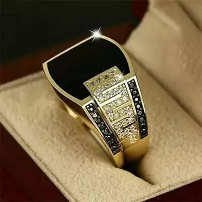 Mens Square Masonic Ring Rhinestone Gold Silver Religious Jewelry Gift Size 6-14 • $2.07