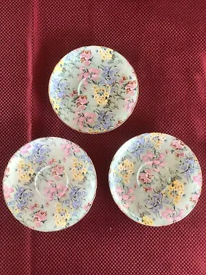 £40.93 • Buy Lot Of 3 Shelley England  Melody Chintz  Saucers MINT Numbered