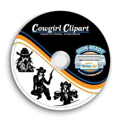 Cowgirl Clipart -vector Clip Art Images-vinyl Cutter Plotter-cnc Dxf Graphics Cd • $24.95