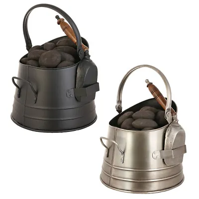 Fireplace Coal Bucket Kindling Ash Fire Scuttle Shovel Holder Fireside Set • £35.99