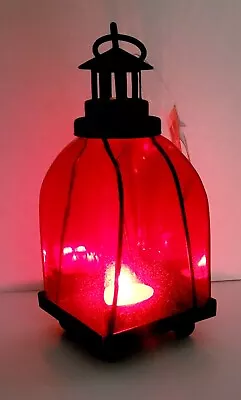 Red Glass Hanging Moroccan Style Candle/Tea Light Holder Lantern Lamp Coynes Co. • $32