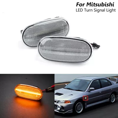 Clear LED Side Marker Turn Signal Light For Mitsubishi Lancer Evo L200 Pajero • $21.89