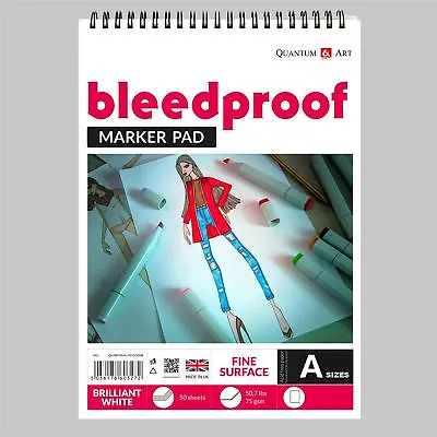 £9.99 • Buy Bleedproof Sketching Drawing Layout Marker Paper Pad - On Spiral - 50 Sheets
