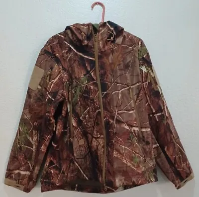 Esdy Men's Tactical Jacket Brown Green Camouflage Zipper Hooded Pockets XL  • $37