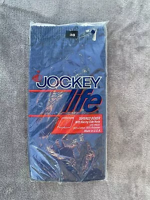Vintage Jockey Life Boxer Briefs Tapered Racing Side Vents Mens Size 38 Blue • $15.18