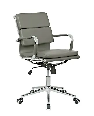 Grey Designer Soft Pad Director Executive Chair Computer Office Swivel • £189.99