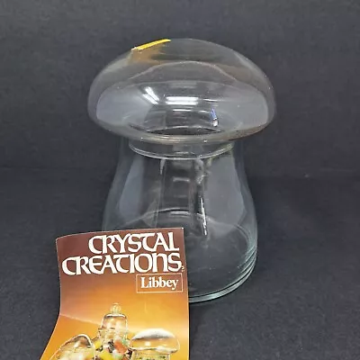 Vtg 70’s Libbey Mushroom Glass Jar Terrarium Canister Crystal Creations 6  Boho • $34.99