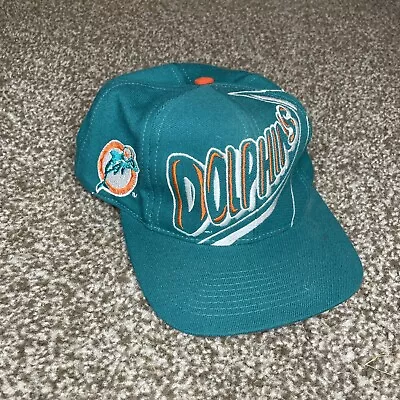 VTG The Game Miami Dolphins Big Logo Print Adjustable Hat 90s Snapback Wool • $274.99