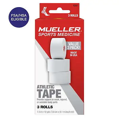 Mueller Athletic Tape Rolls Value Pack 3 Count (1.5 In X 10 Yds Each) • $23.71