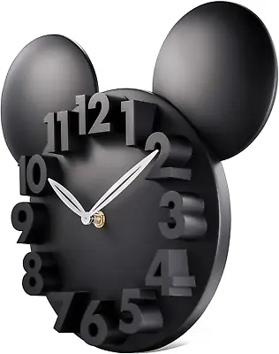 Lafocuse 3D Cute Black Mickey Mouse Wall Clock For Kids Room BoysModern Design • £20.50