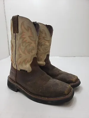 Justin Stampede Mens Boots Steel Toe Square Toe Leather Size 8.5 EE WK4684 • $44.99