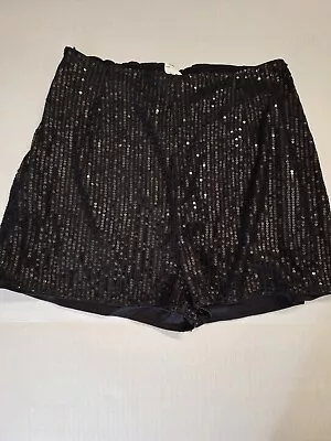 Women Black Sequin High Waisted Party Shorts New In The Plastic • $14.99