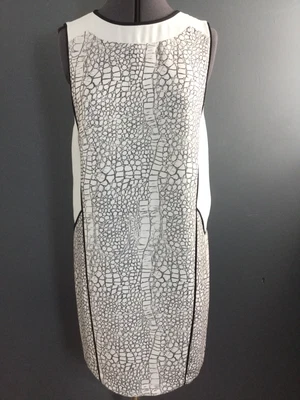 $18.72 • Buy Whisles Cream Mock Croc Print Sleeveless Pencil Knee Dress UK 10 Smart Work