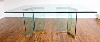 IRVIN ROSEN'S 1” Sculptural-CUT GLASS Mid-Century Modern DINING TABLE; Pace Co. • $7495.95