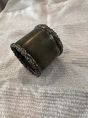 Antique Engraved Silver Plated Napkin Ring Holder Engraved Edges Vintage RARE • $35