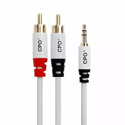 CPO 3.5mm Stereo To RCA White Audio Sound Subwoofer Stereo Cable 1m Length #J24 • £2.39