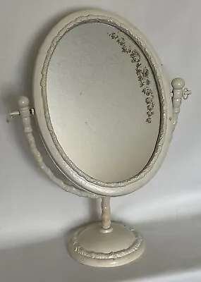 Vtg Cast Iron Oval Swivel Double Sided Stand Dresser Vanity Mirror Magnifying • $39.99