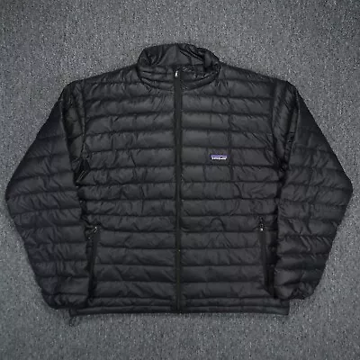 Patagonia Jacket Mens XXL Black Down Sweater Full Zip Pockets Puffer 2XL • $149.80