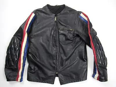 Vtg 1960's Rocky Cycle Co. Leather Padded Racing Jacket MX Flat Track Motorcycle • $299.99