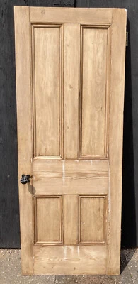 £75 • Buy Antique Victorian 4 Panel Stripped Pine Door 2.3 M X 80 Cm