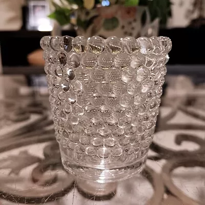 Vintage Hobnail Tea Light Candle Holder Votive Glass Cup Clear 2.5   • $4.95