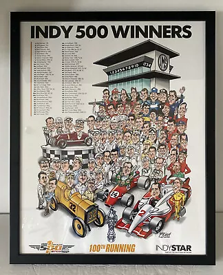 Gary Varvel’s Indy 500 100th Running Winners Speed Drawing Poster Framed Rare • $89.95