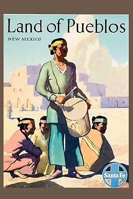 Fridge Magnet Land Of Pueblos New Mexico Art Travel Poster Vintage Retro • $35.95