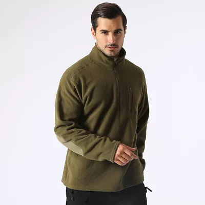 Outdoor Mens Fleece Jacket Army Tactical Military Winter Casual Coat Camo Hiking • £23.99