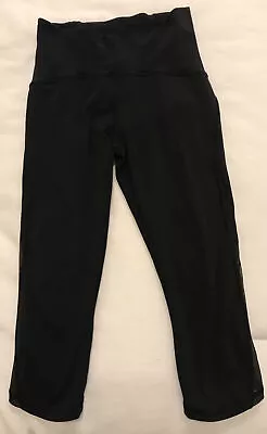 Lululemon Cropped Black 7/8 Leggings With Side Mesh 17 In Inseam 4 • £24.12