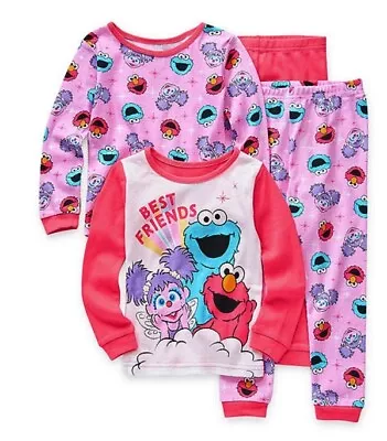 Nwt 4T 4 Girls Sesame Street St 4pc ELMO Abby Cookie Monster Pajamas Spring Fall • $29.80