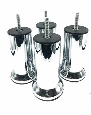 £9.99 • Buy 4x METAL CHROME LEGS FURNITURE FEET SOFA BEDS CHAIRS STOOLS CABINET 120mm HEIGHT
