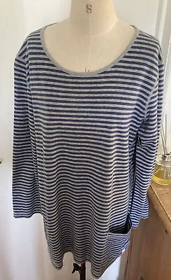 £5 • Buy SEASALT SAILOR Top 16/18 Thick Cotton  Double Stripes, One Pocket, Weighty, Fab