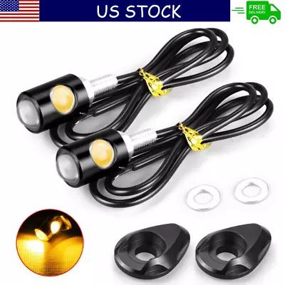 2X Universal Mini LED Motorcycle Turn Signal Indicator Amber Blinker Lights Lamp • $10.98