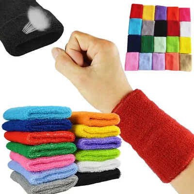 Sports Wrist Sweat Bands Wristbands Unisex 80s Fitness Sweatbands Gym Tennis UK • £2.63