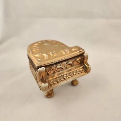 Vintage Gold Porcelain Baby Grand Piano Trinket Box - Miniature - Japan • $9.99