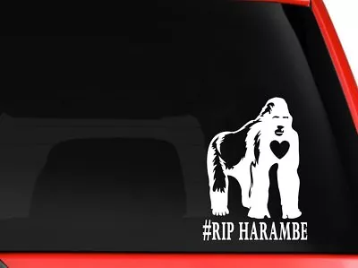 Gorilla Harambe RIP Car Truck SUV Laptop Mac Toolbox Wall Decal Sticker 6  White • $8.99