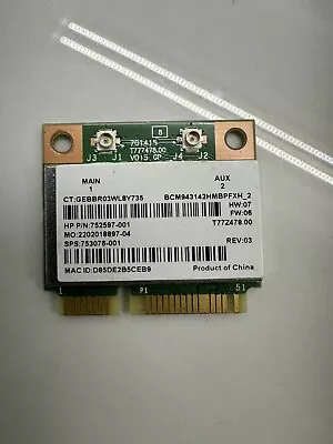 BroadCom BCM943142HM Wireless Wifi WLAN Card Half Mini 752597-001 • $8.01