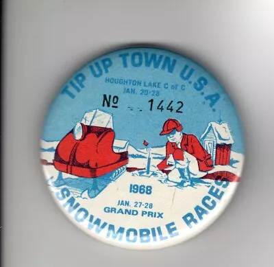 1968 Tip Up Town Badge Pin Pinback-michigan Deer Bear Fishing Patches • $69.99