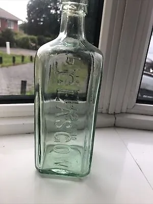 £21.99 • Buy Vintage Aqua Glass Large/tall Paterson Glasgow Glass Bottle - Rare