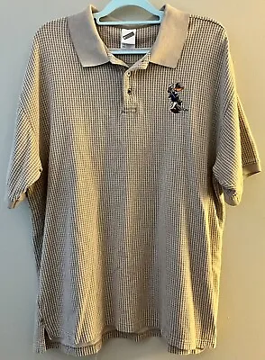 Vintage 1999 Warner Bros Studio Store Daffy Duck Tan/White Polo Shirt Size 2XL • $11.50