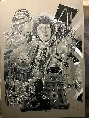 Doctor Who 4th Doctor Tom Baker Season 12 A3 Artprint Drawn By Jason Fletcher  • £15