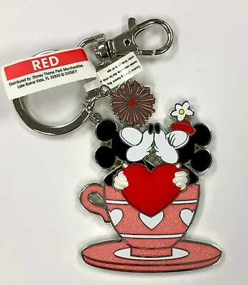 2021 Disney Parks Mickey Mouse & Minnie Mouse Heart Teacup Metal Disney Keychain • $22.99