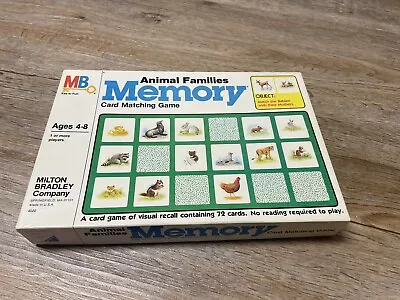 Vintage 1980 Milton Bradley Animal Families Memory Card Matching Game - Complete • $20