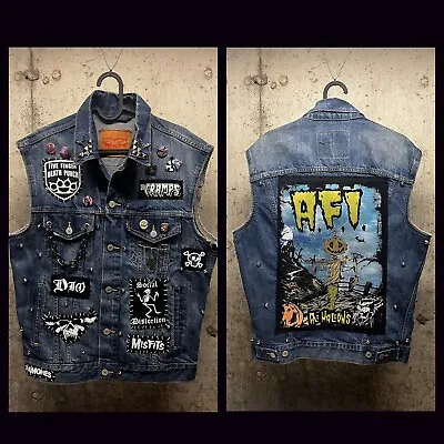 Custom Punk Vest. Levi’s. AFI Five Finger Death Punch. Battle Vest. Studded. • $225