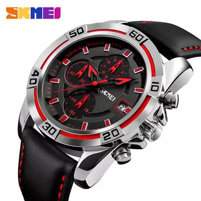 3atm Waterproof SKMEI Design Quartz Analogue Genuine Leather Strap Mens Watch UK • £21.99