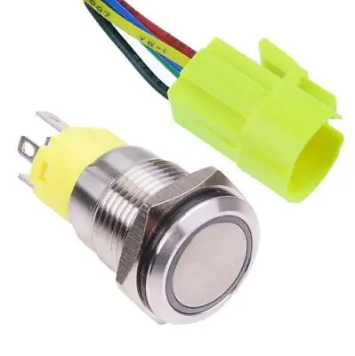 Momentary / Latching 16mm Illuminated Metal Vandal Push Button Switch 12V • £6.59