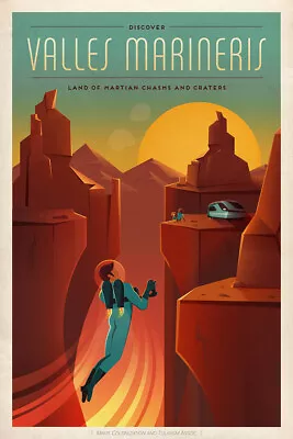 SpaceX Valles Marineris Vintage Space Mars Poster • $18