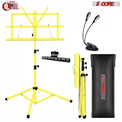 5Core Pro Sheet Music Stand Folding W/Carrying Bag Music Clip & Reading  Light🟡 • $16.50