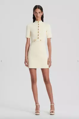 $450 • Buy Scanlan Theodore Crepe Knit Mini Button Dress Cream/Creme Size S (size 8)